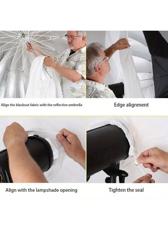 Studio Photography Jellyfish Umbrella Diffuser Soft Fabric Adjustable Black White Striped Design - Image 3